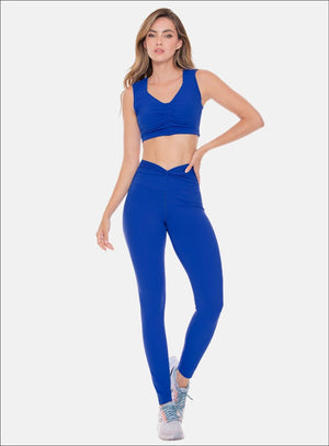 Leggins deportivo color azul para mujer, marca BABALÚ, referencia 108613, vista frontal. Compra al por mayor en int.babalu.com.co en USD.