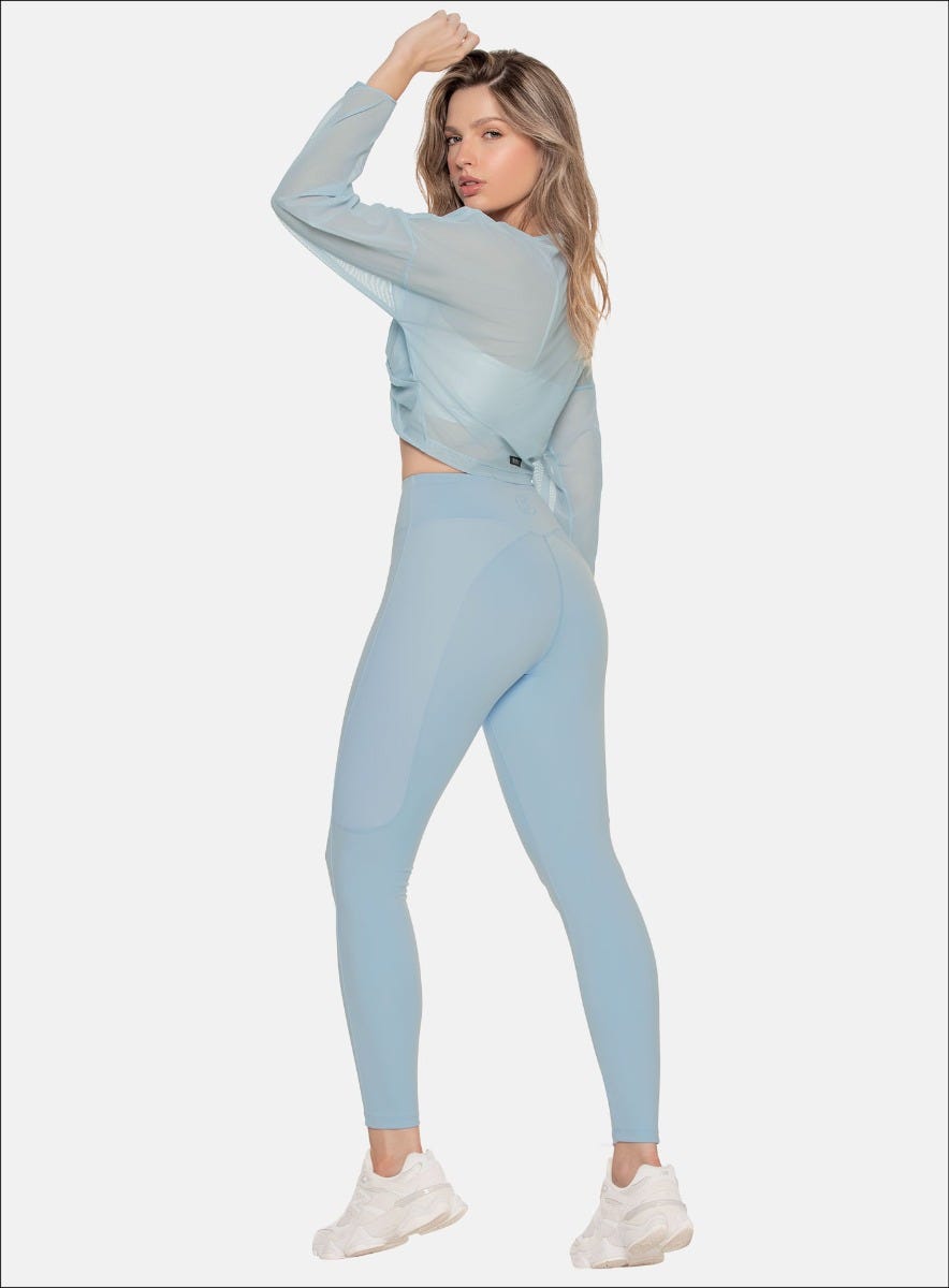 Leggins deportivo color azul para mujer, marca BABALÚ, referencia 110393, vista lateral. Compra al por mayor en int.babalu.com.co en USD.