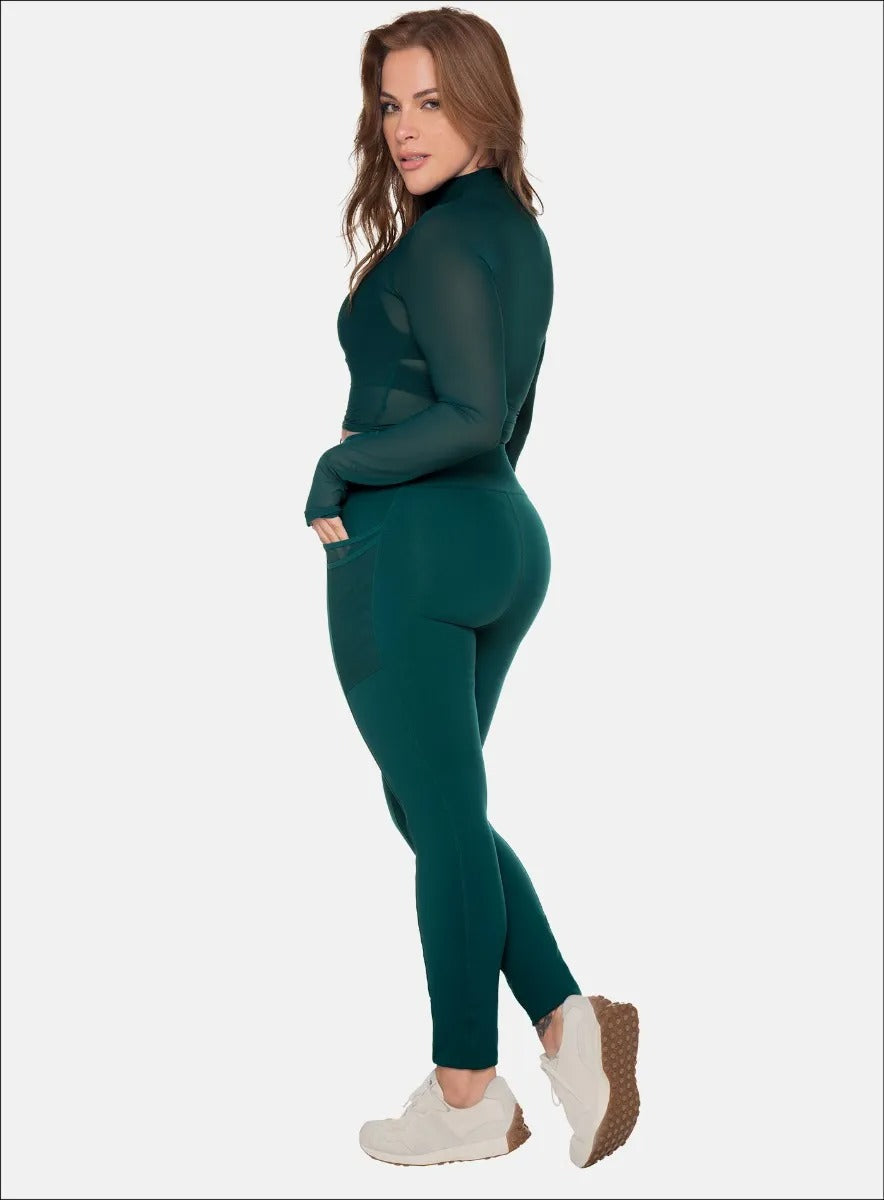 Leggins deportivo color azul para mujer, marca BABALÚ, referencia 111293, vista lateral. Compra al por mayor en int.babalu.com.co en USD.