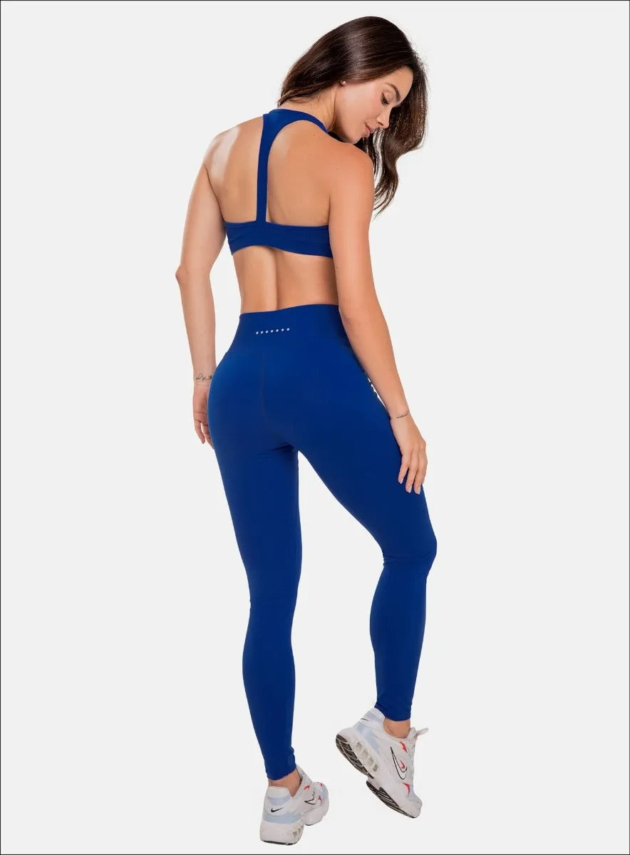Leggins deportivo color azul para mujer, marca BABALÚ, referencia 37683, vista trasera. Compra al por mayor en int.babalu.com.co en USD.