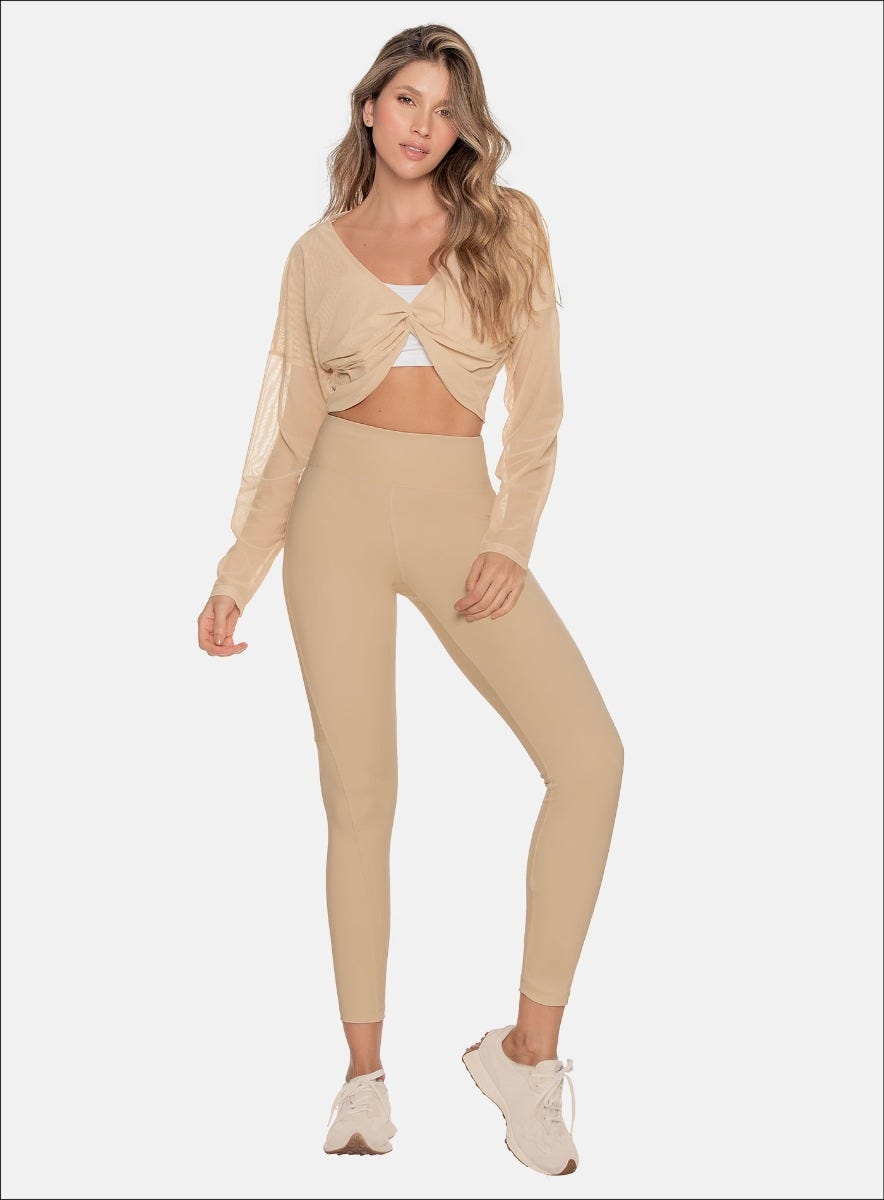 Leggins deportivo color beige para mujer, marca BABALÚ, referencia 110393, vista frontal. Compra al por mayor en int.babalu.com.co en USD.