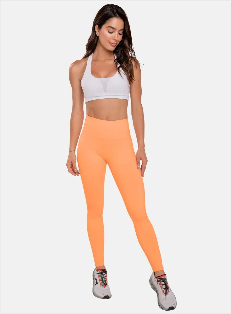 Leggins deportivo color mandarina para mujer, marca BABALÚ, referencia 37683, vista frontal. Compra al por mayor en int.babalu.com.co en USD.