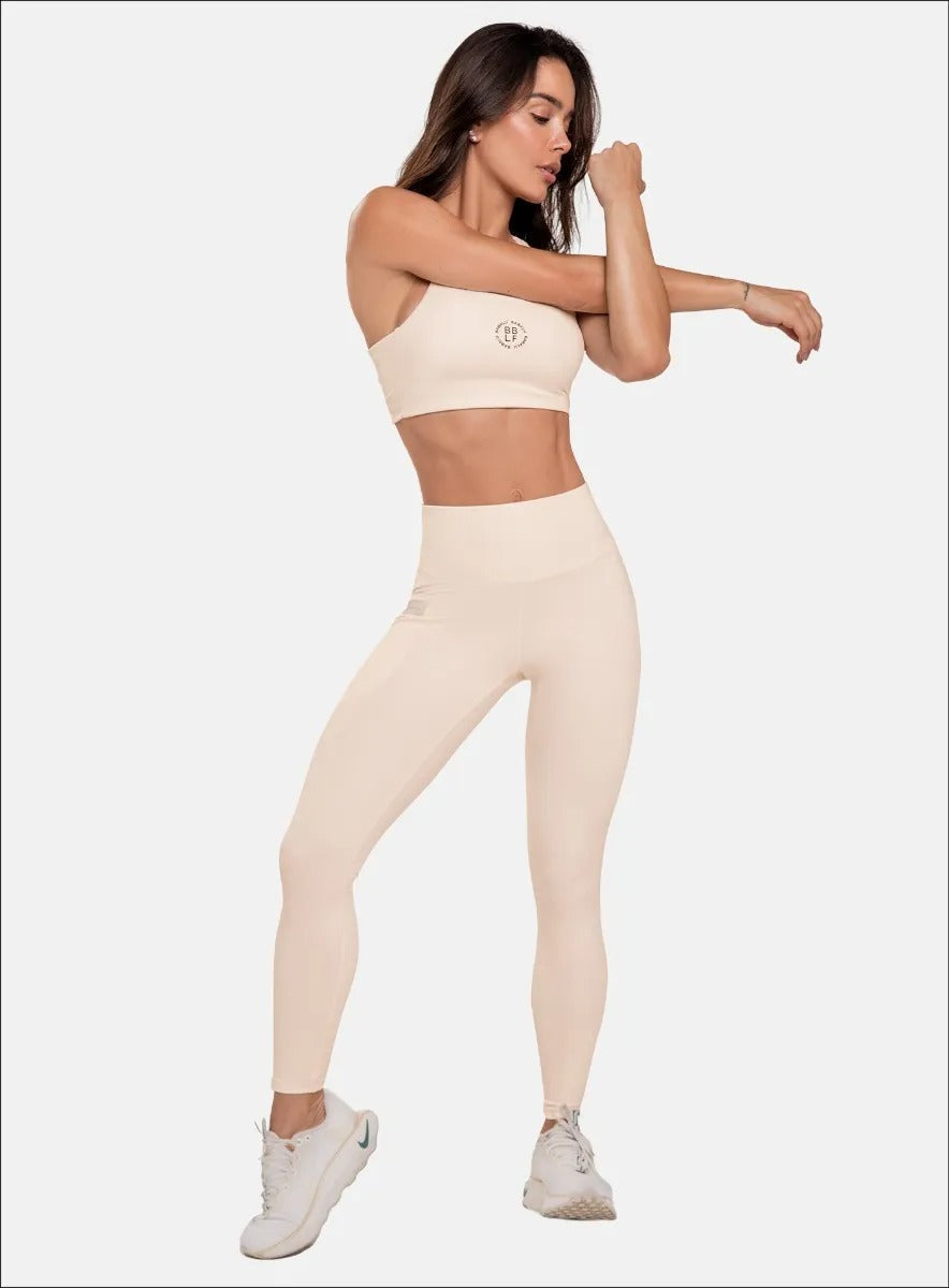 Leggins deportivo color marfil para mujer, marca BABALÚ, referencia 107033, vista frontal. Compra al por mayor en int.babalu.com.co en USD.
