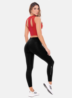 Leggins deportivo color negro para mujer, marca BABALÚ, referencia 107713, vista trasera. Compra al por mayor en int.babalu.com.co en USD.