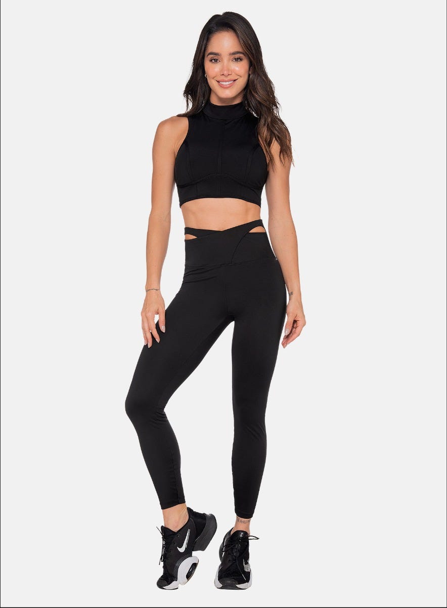 Leggins deportivo color negro para mujer, marca BABALÚ, referencia 110103, vista frontal. Compra al por mayor en int.babalu.com.co en USD.
