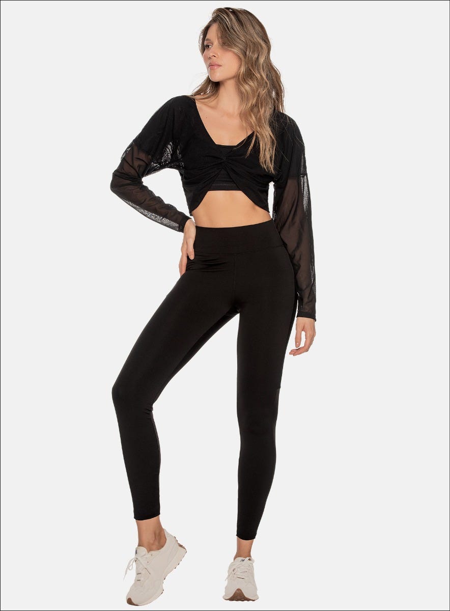 Leggins deportivo color negro para mujer, marca BABALÚ, referencia 110393, vista frontal. Compra al por mayor en int.babalu.com.co en USD.
