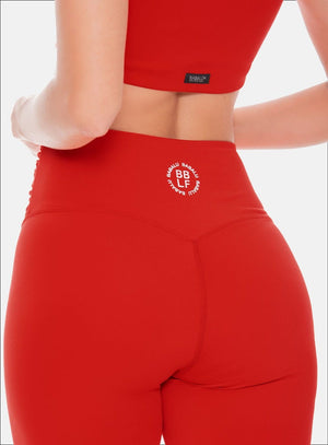 Leggins deportivo color rojo para mujer, marca BABALÚ, referencia 108613, vista trasera. Compra al por mayor en int.babalu.com.co en USD.