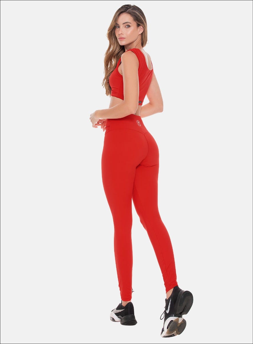 Leggins deportivo color rojo para mujer, marca BABALÚ, referencia 108613, vista trasera. Compra al por mayor en int.babalu.com.co en USD.
