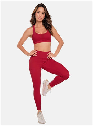 Leggins deportivo color rojo para mujer, marca BABALÚ, referencia 37683, vista frontal. Compra al por mayor en int.babalu.com.co en USD.