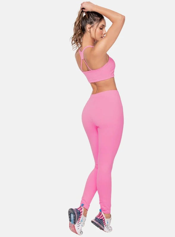 Leggins deportivo color rosado para mujer, marca BABALÚ, referencia 103833, vista trasera. Compra al por mayor en int.babalu.com.co en USD.