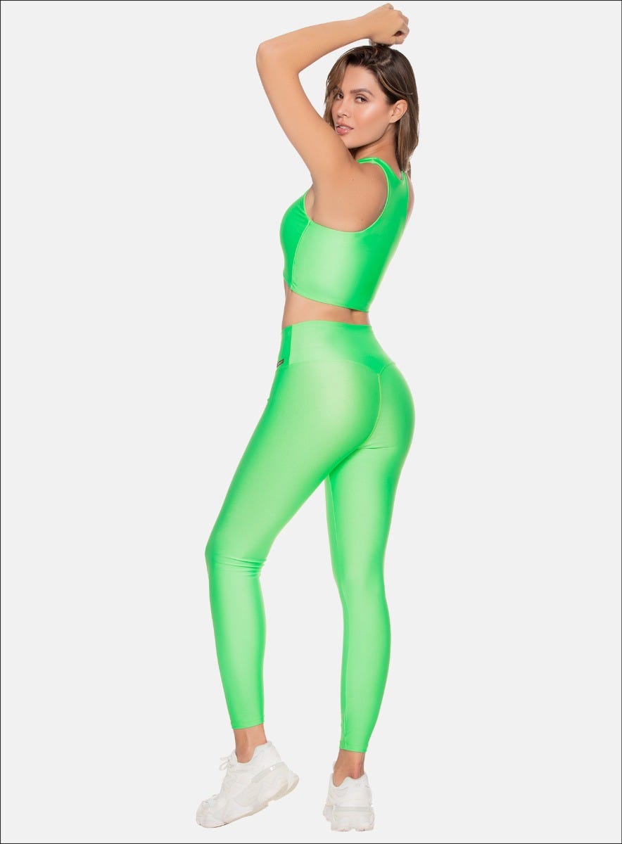 Leggins deportivo color verde para mujer, marca BABALÚ, referencia 109053, vista lateral. Compra al por mayor en int.babalu.com.co en USD.
