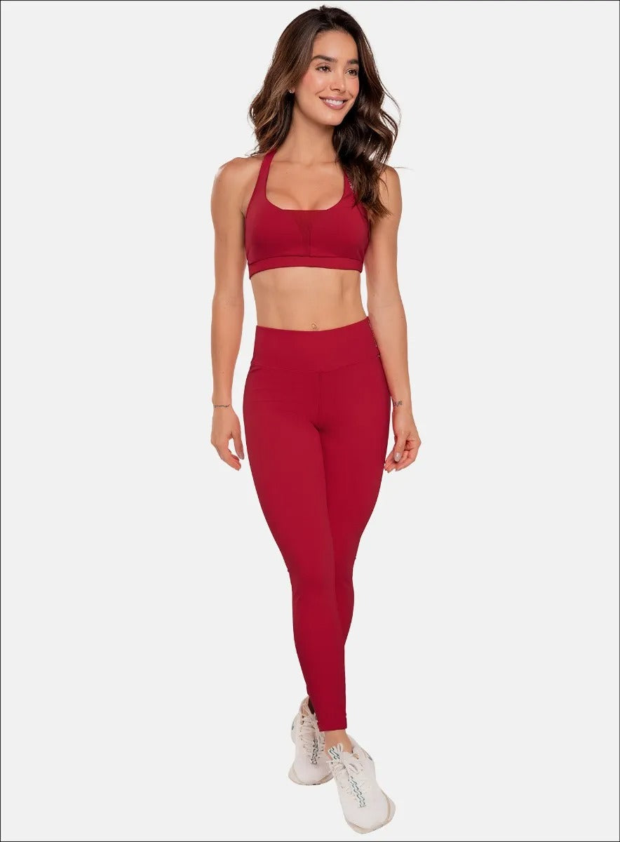 Leggins deportivo color vino tinto para mujer, marca BABALÚ, referencia 37683, vista frontal. Compra al por mayor en int.babalu.com.co en USD.