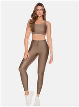 LEGGINS DEPORTIVO TELA CON EFECTO BRILLO TACTO SUAVE CON CIERRE EN LA PRETINA