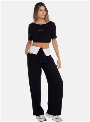 Pantalon casual color negro para mujer, marca BABALÚ, referencia 112043, vista frontal. Compra al por mayor en int.babalu.com.co en USD.
