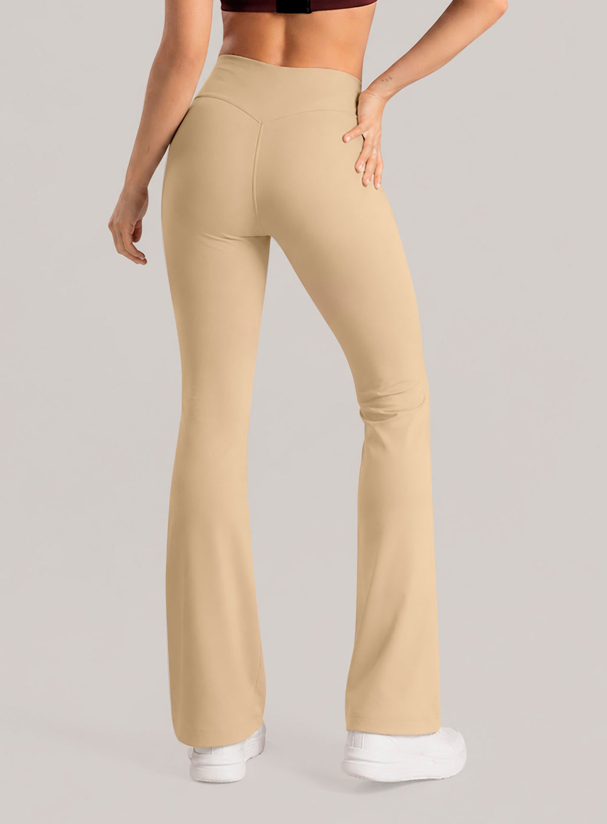Pantalon tela color beige para mujer, marca BABALÚ, referencia 114673, vista trasera. Compra al por mayor en int.babalu.com.co en USD.