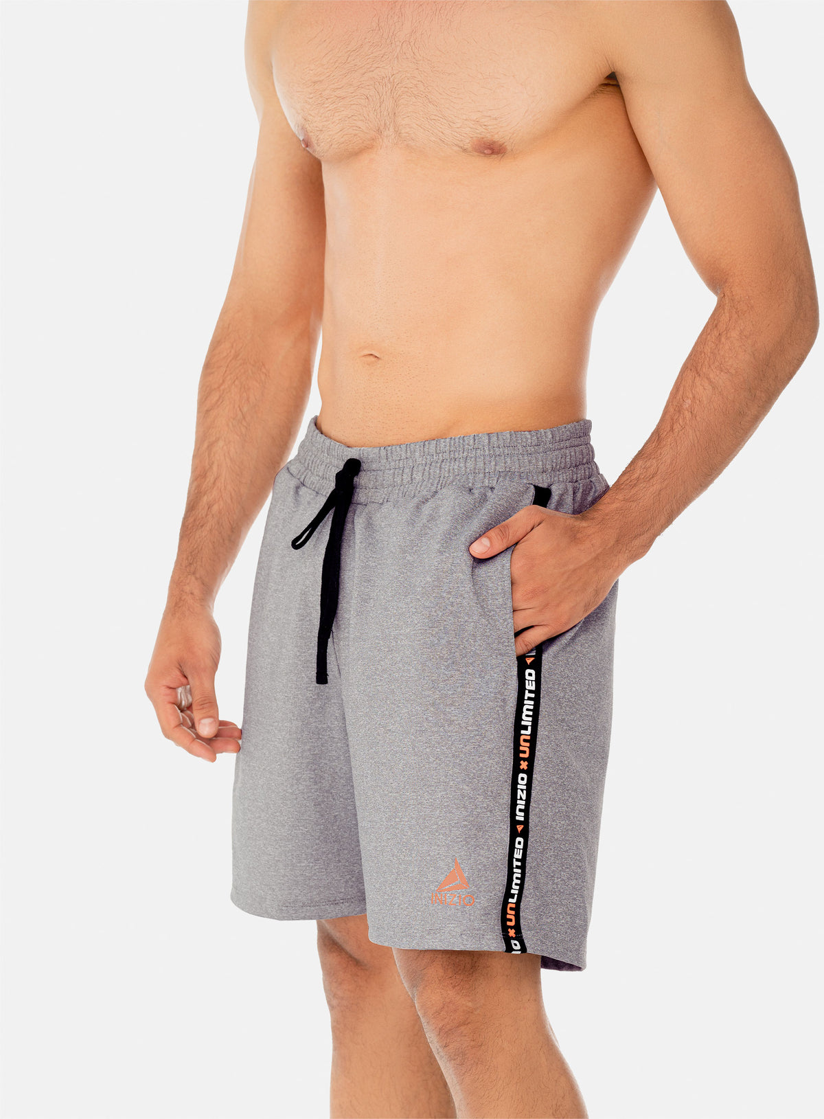 Pantaloneta deportiva color gris para hombre, marca INIZIO, referencia 86366, vista lateral. Compra al por mayor en int.babalu.com.co en USD.