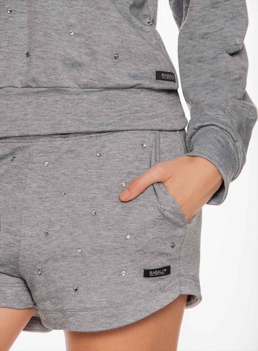 Short casual color gris para mujer, marca BABALÚ, referencia 110943, vista detalle. Compra al por mayor en int.babalu.com.co en USD.