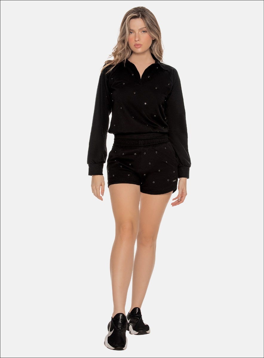 Short casual color negro para mujer, marca BABALÚ, referencia 110943, vista frontal. Compra al por mayor en int.babalu.com.co en USD.
