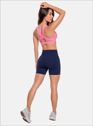 Short deportivo color azul para mujer, marca BABALÚ, referencia 91513, vista trasera. Compra al por mayor en int.babalu.com.co en USD.
