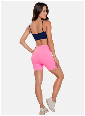 Short deportivo color azul para mujer, marca BABALÚ, referencia 91513, vista trasera. Compra al por mayor en int.babalu.com.co en USD.