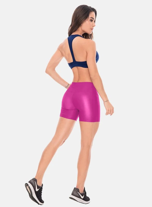 Short deportivo color fucsia para mujer, marca BABALÚ, referencia 102643, vista trasera. Compra al por mayor en int.babalu.com.co en USD.