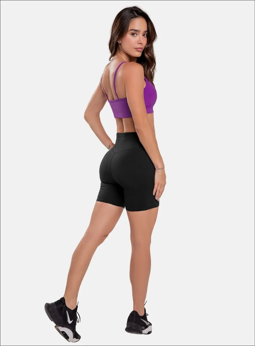Short deportivo color negro para mujer, marca BABALÚ, referencia 91513, vista trasera. Compra al por mayor en int.babalu.com.co en USD.