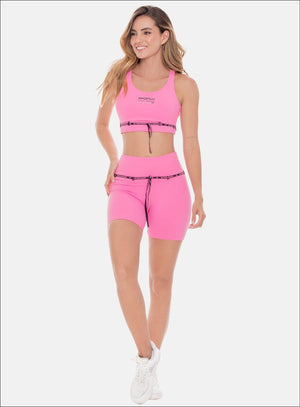 Short deportivo color rosado para mujer, marca BABALÚ, referencia 108963, vista frontal. Compra al por mayor en int.babalu.com.co en USD.