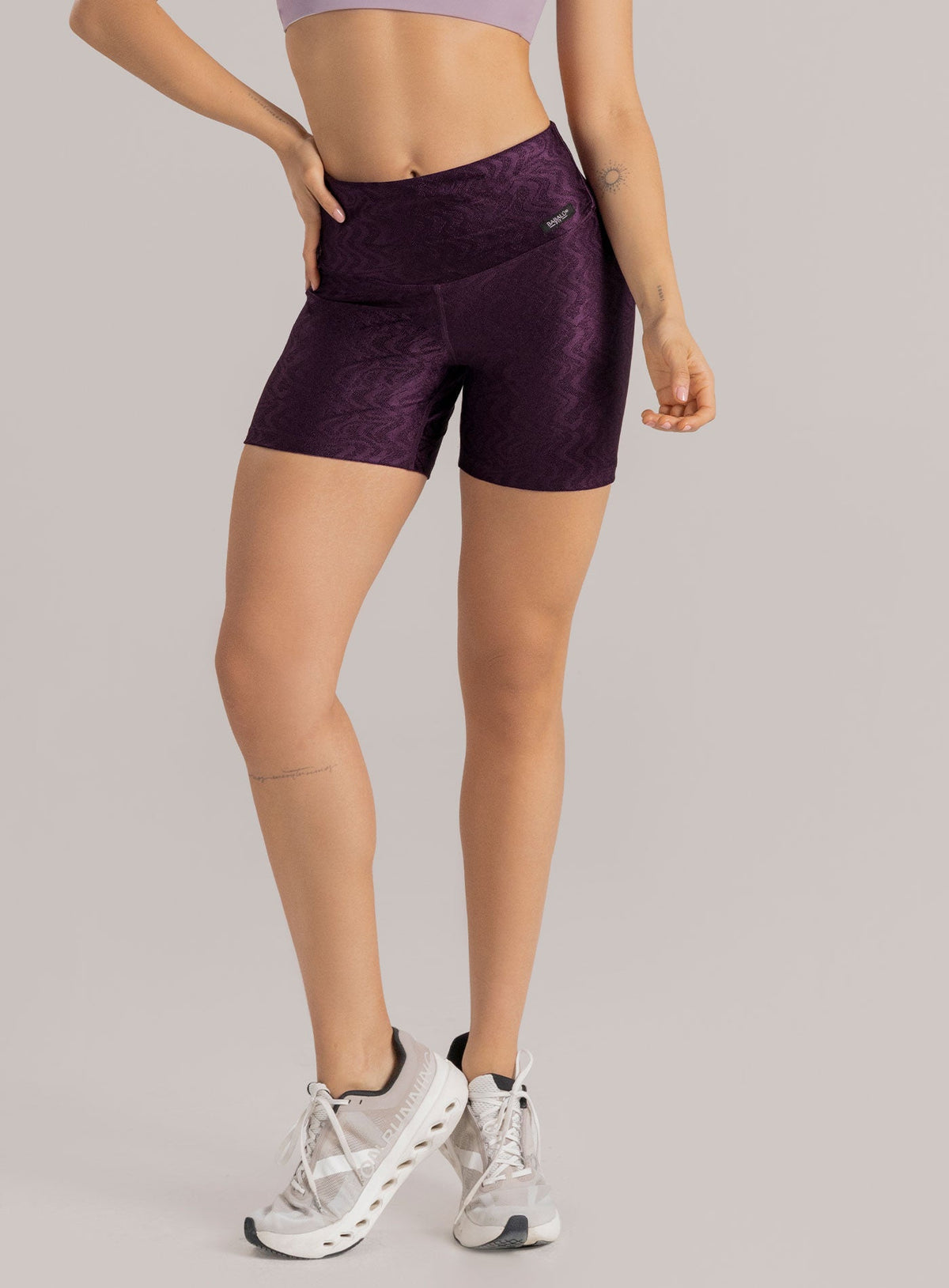 Short deportivo color uva para mujer, marca BABALÚ, referencia 114433, vista frontal. Compra al por mayor en int.babalu.com.co en USD.