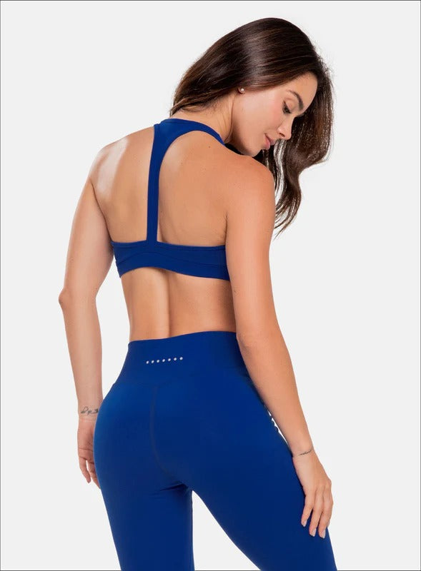 Top deportivo color azul para mujer, marca BABALÚ, referencia 32553, vista trasera. Compra al por mayor en int.babalu.com.co en USD.