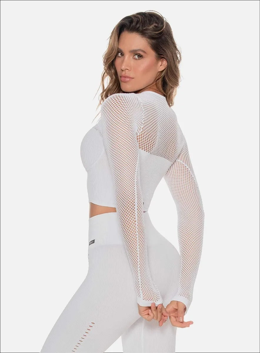 Top deportivo color blanco para mujer, marca BABALÚ, referencia 109903, vista lateral. Compra al por mayor en int.babalu.com.co en USD.