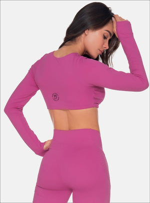 Top deportivo color fucsia para mujer, marca BABALÚ, referencia 111443, vista trasera. Compra al por mayor en int.babalu.com.co en USD.
