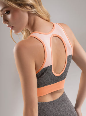 Top deportivo color mandarina para mujer, marca BABALÚ, referencia 108933, vista trasera. Compra al por mayor en int.babalu.com.co en USD.