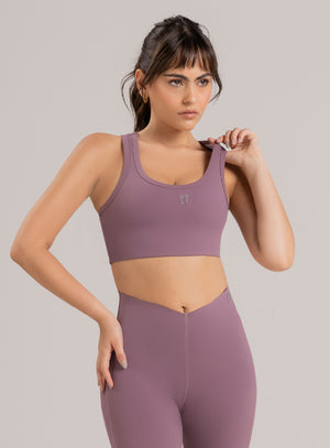 Top deportivo color mora leche para mujer, marca BABALÚ, referencia 115373, vista frontal. Compra al por mayor en int.babalu.com.co en USD.