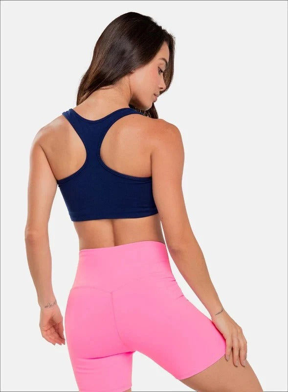 Top deportivo color naranja para mujer, marca BABALÚ, referencia 30053, vista trasera. Compra al por mayor en int.babalu.com.co en USD.