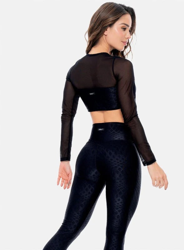 Top deportivo color negro para mujer, marca BABALÚ, referencia 105703, vista trasera. Compra al por mayor en int.babalu.com.co en USD.