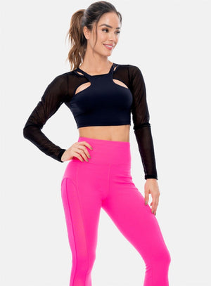 Top deportivo color negro para mujer, marca BABALÚ, referencia 106283, vista frontal. Compra al por mayor en int.babalu.com.co en USD.