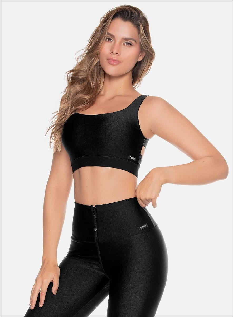 Top deportivo color negro para mujer, marca BABALÚ, referencia 109223, vista frontal. Compra al por mayor en int.babalu.com.co en USD.