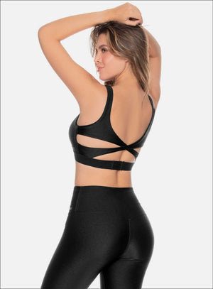 Top deportivo color negro para mujer, marca BABALÚ, referencia 109223, vista trasera. Compra al por mayor en int.babalu.com.co en USD.
