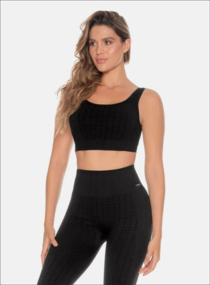 Top deportivo color negro para mujer, marca BABALÚ, referencia 109863, vista frontal. Compra al por mayor en int.babalu.com.co en USD.