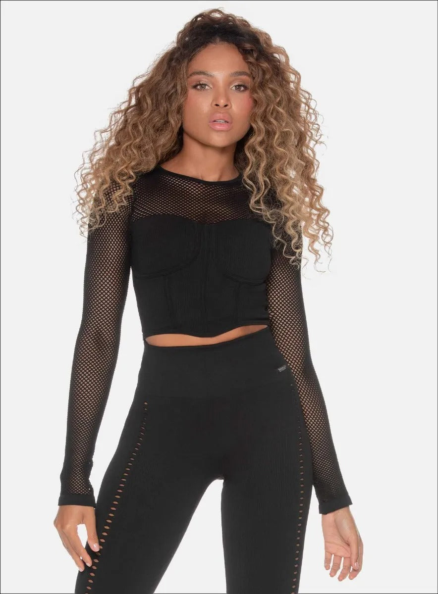 Top deportivo color negro para mujer, marca BABALÚ, referencia 109903, vista frontal. Compra al por mayor en int.babalu.com.co en USD.