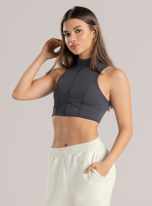 Top deportivo color negro para mujer, marca BABALÚ, referencia 110333, vista frontal. Compra al por mayor en int.babalu.com.co en USD.