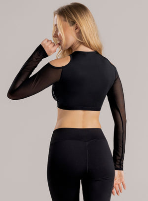 Top deportivo color negro para mujer, marca BABALÚ, referencia 110373, vista trasera. Compra al por mayor en int.babalu.com.co en USD.