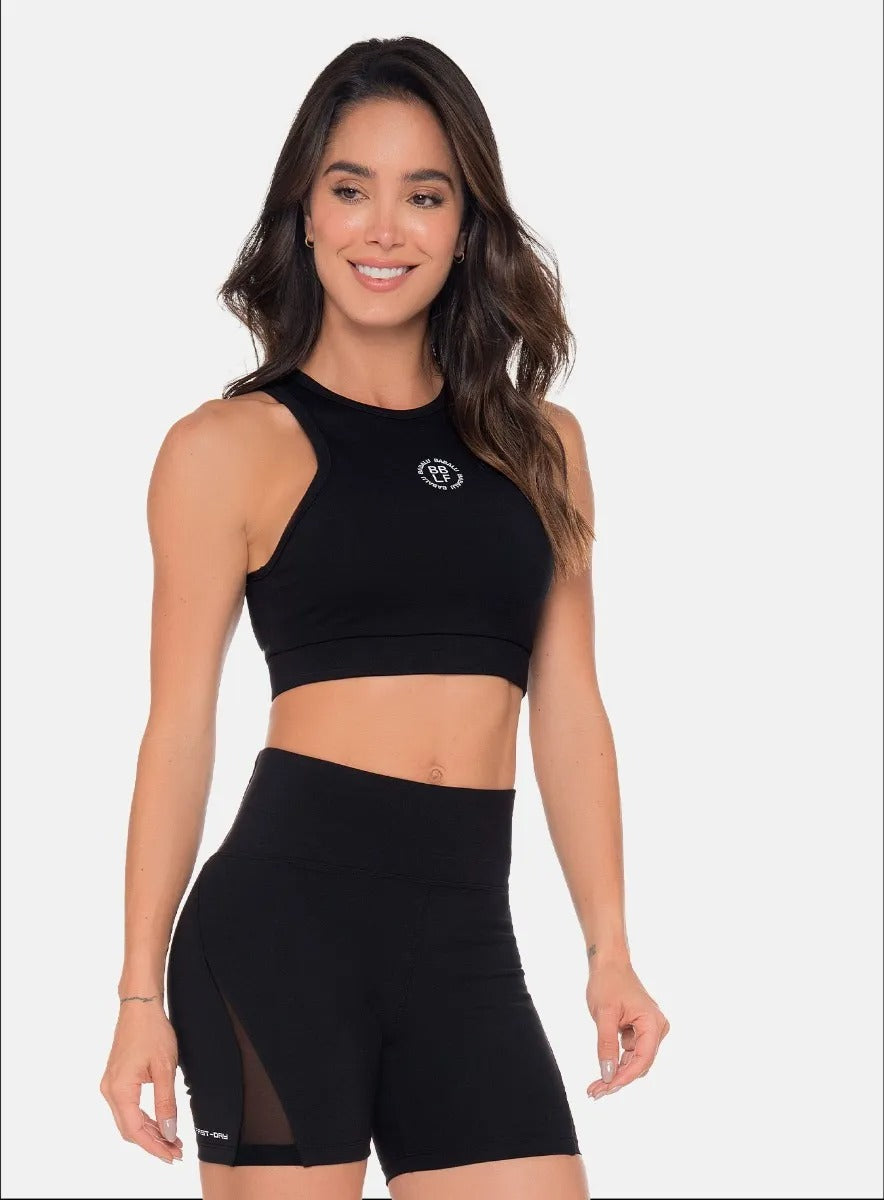Top deportivo color negro para mujer, marca BABALÚ, referencia 110903, vista frontal. Compra al por mayor en int.babalu.com.co en USD.