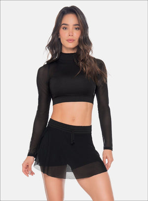 Top deportivo color negro para mujer, marca BABALÚ, referencia 111033, vista frontal. Compra al por mayor en int.babalu.com.co en USD.