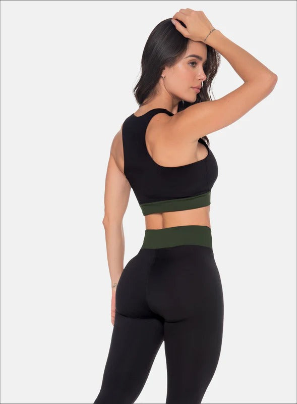 Top deportivo color negro para mujer, marca BABALÚ, referencia 111153, vista trasera. Compra al por mayor en int.babalu.com.co en USD.