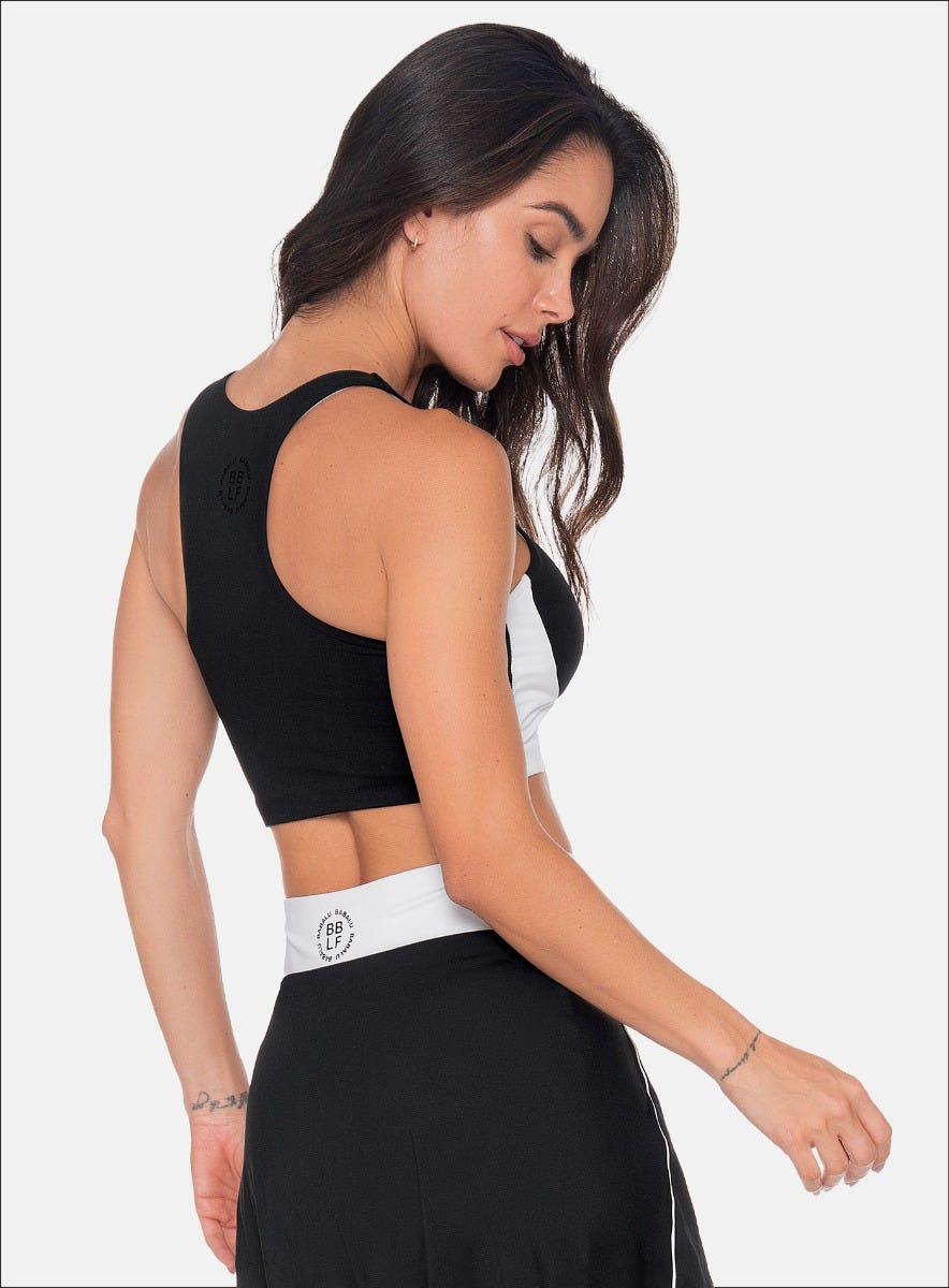Top deportivo color negro para mujer, marca BABALÚ, referencia 111263, vista trasera. Compra al por mayor en int.babalu.com.co en USD.