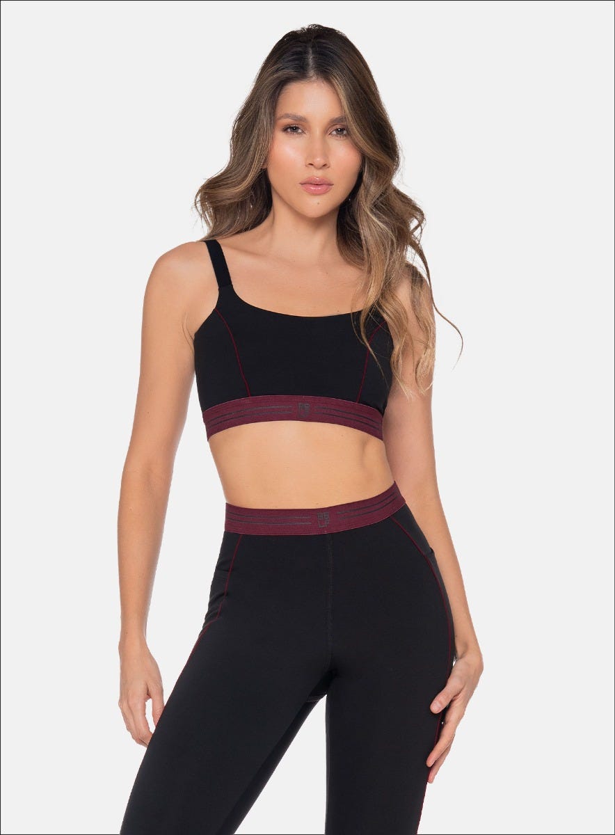 Top deportivo color negro para mujer, marca BABALÚ, referencia 111483, vista frontal. Compra al por mayor en int.babalu.com.co en USD.