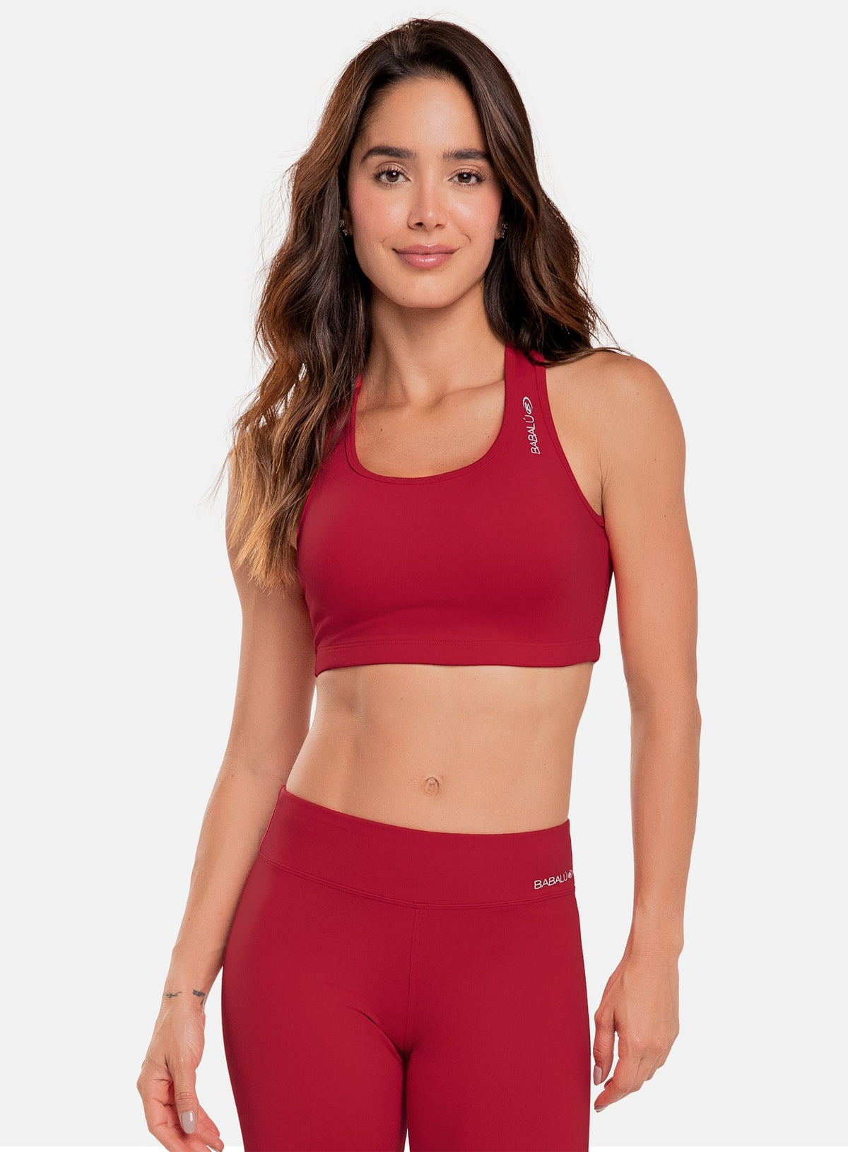 Top deportivo color rojo para mujer, marca BABALÚ, referencia 97293, vista frontal. Compra al por mayor en int.babalu.com.co en USD.