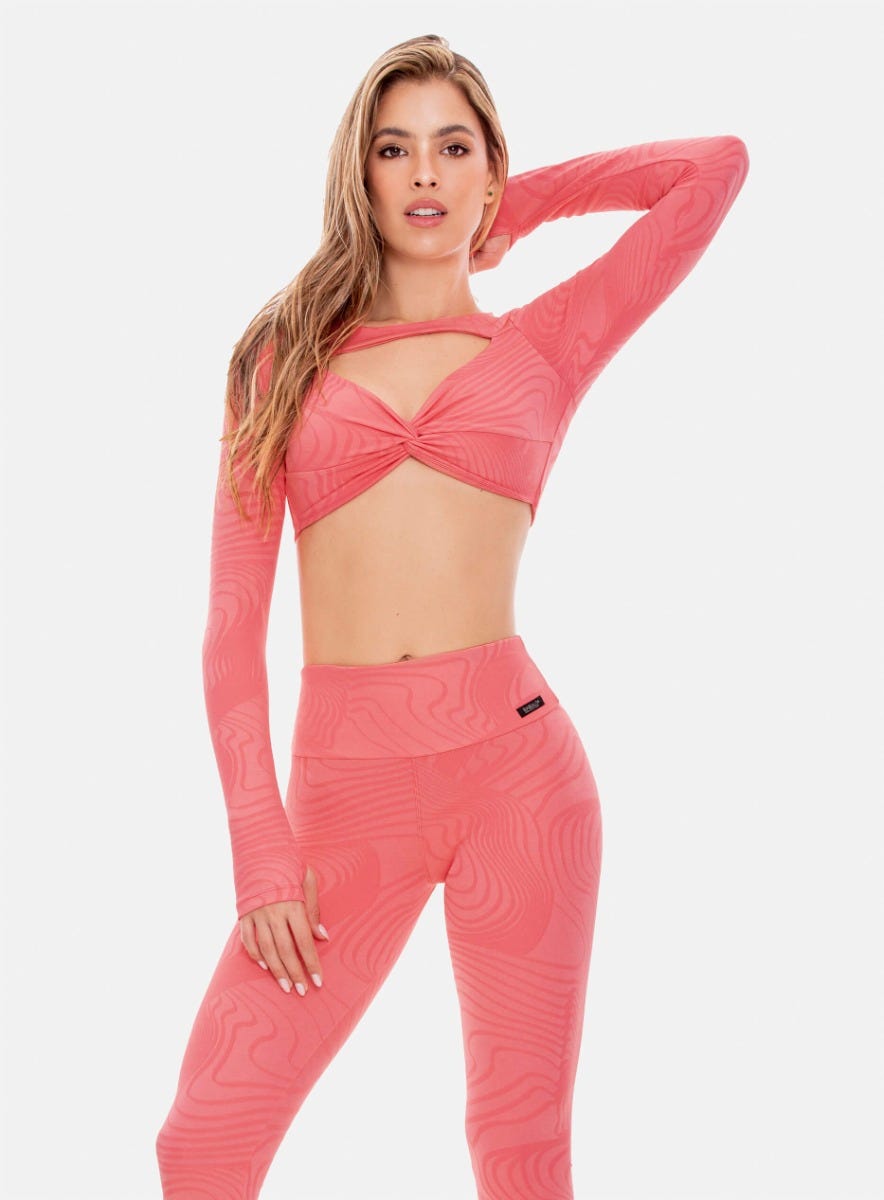 Top deportivo color salmon para mujer, marca BABALÚ, referencia 107533, vista frontal. Compra al por mayor en int.babalu.com.co en USD.