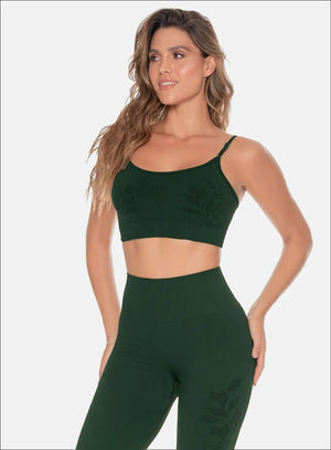 Top deportivo color verde para mujer, marca BABALÚ, referencia 109823, vista frontal. Compra al por mayor en int.babalu.com.co en USD.